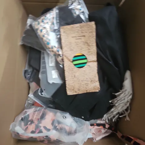 LARGE BOX OF APPROXIMATELY 25 ASSORTED CLOTHING ITEMS IN VARIOUS COLOURS, STYLES AND SIZES - COLLECTION ONLY