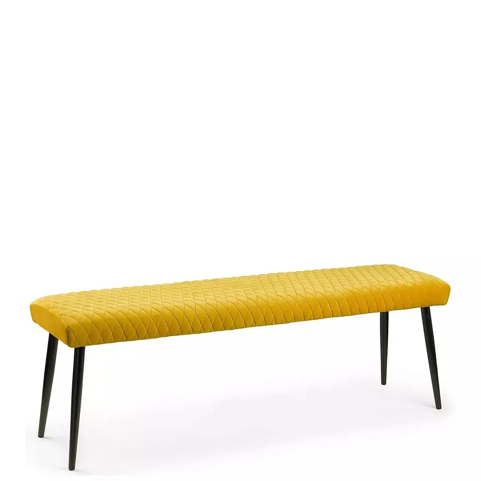 JULIAN BROWN LUXE VELVET LOW BENCH - MUSTARD - COLLECTION ONLY