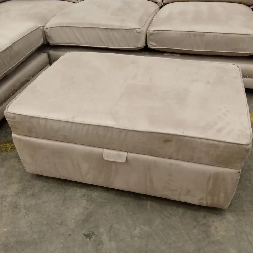 QUALITY DESIGNER SUEDE CORNER SOFA WITH FOOTSTOOL
