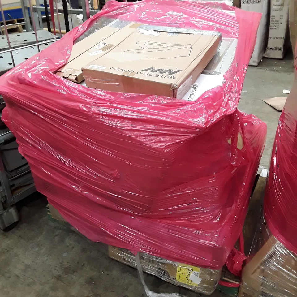 PALLET OF ASSORTED PRODUCTS INCLUDING TOILET SEAT, SQUARE SENSOR BIN, FOLDING GAZEBO