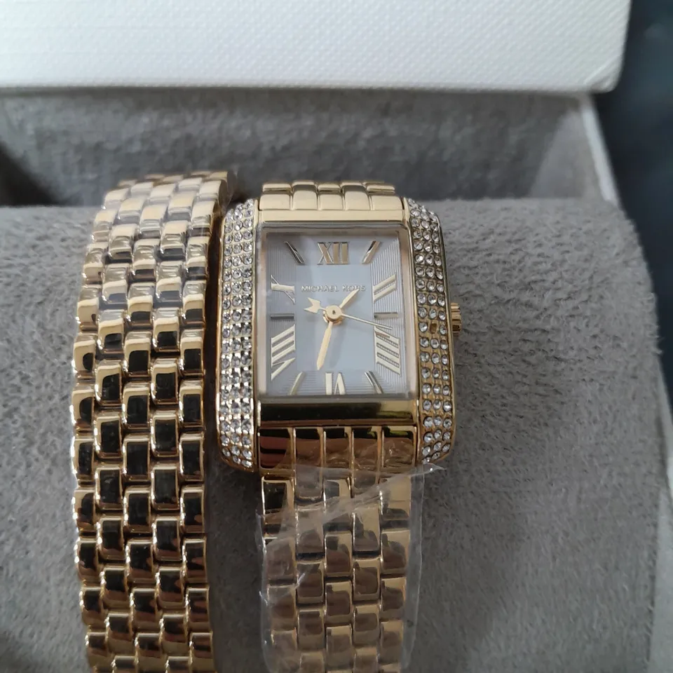 MICHAEL KORS EMERY THREE-HAND GOLD-TONE STAINLESS STEEL WATCH