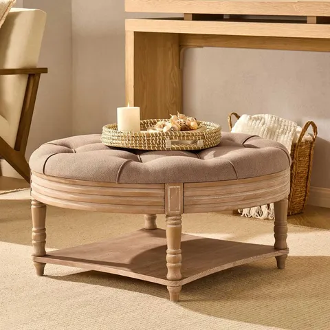 BOXED DUSK AUBREY ROUND COFFEE TABLE POUFFE - OATMEAL (1 BOX)