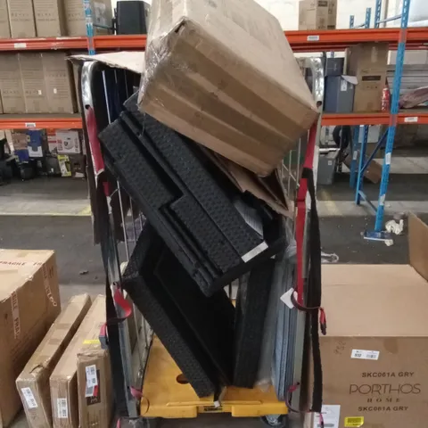 CAGE TO CONTAIN A MOSTLY COMPLETE RATTAN OUTDOOR SOFA SET