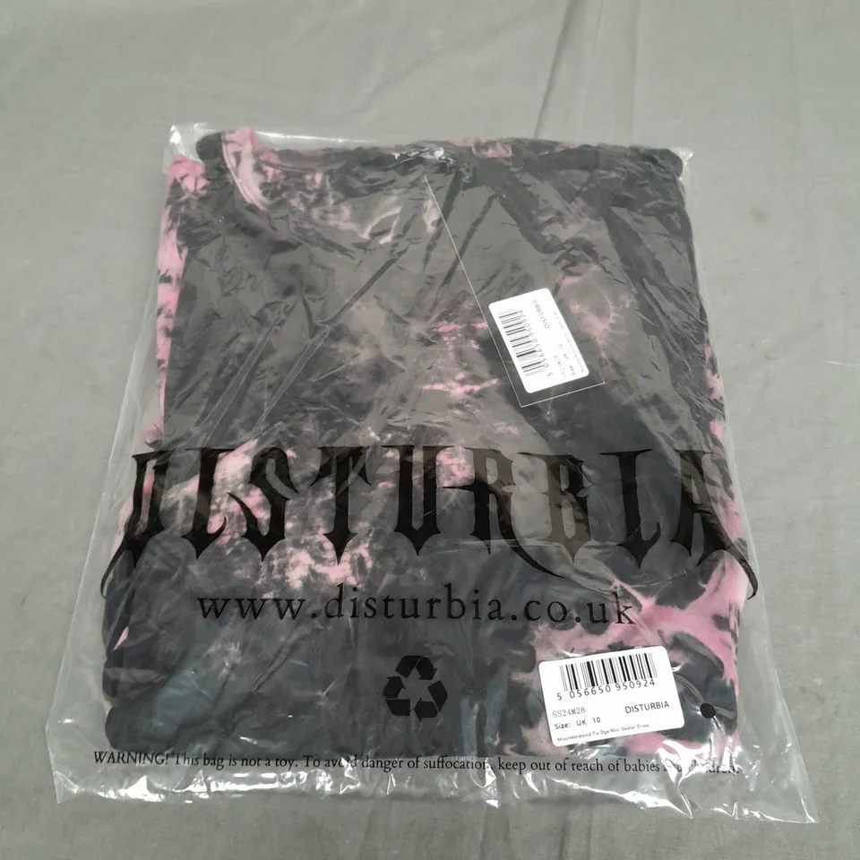 SEALED DISTURBIA MISUNDERSTOOD TIE DYE MINI SKATER DRESS - UK 10