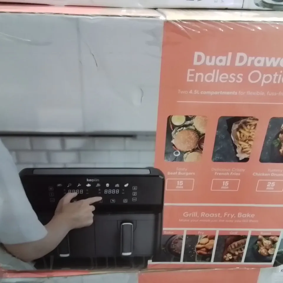 BOXED KEPLIN 9 LITRE DUAL DRAWER AIRFRYER