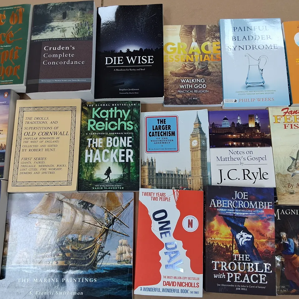 LARGE QUANTITY OF ASSORTED BOOKS TO INCLUDE SHADOW STITCH, MARCUS AURELIUS MEDITATIONS AND THE MINISTRY MEDICAL
