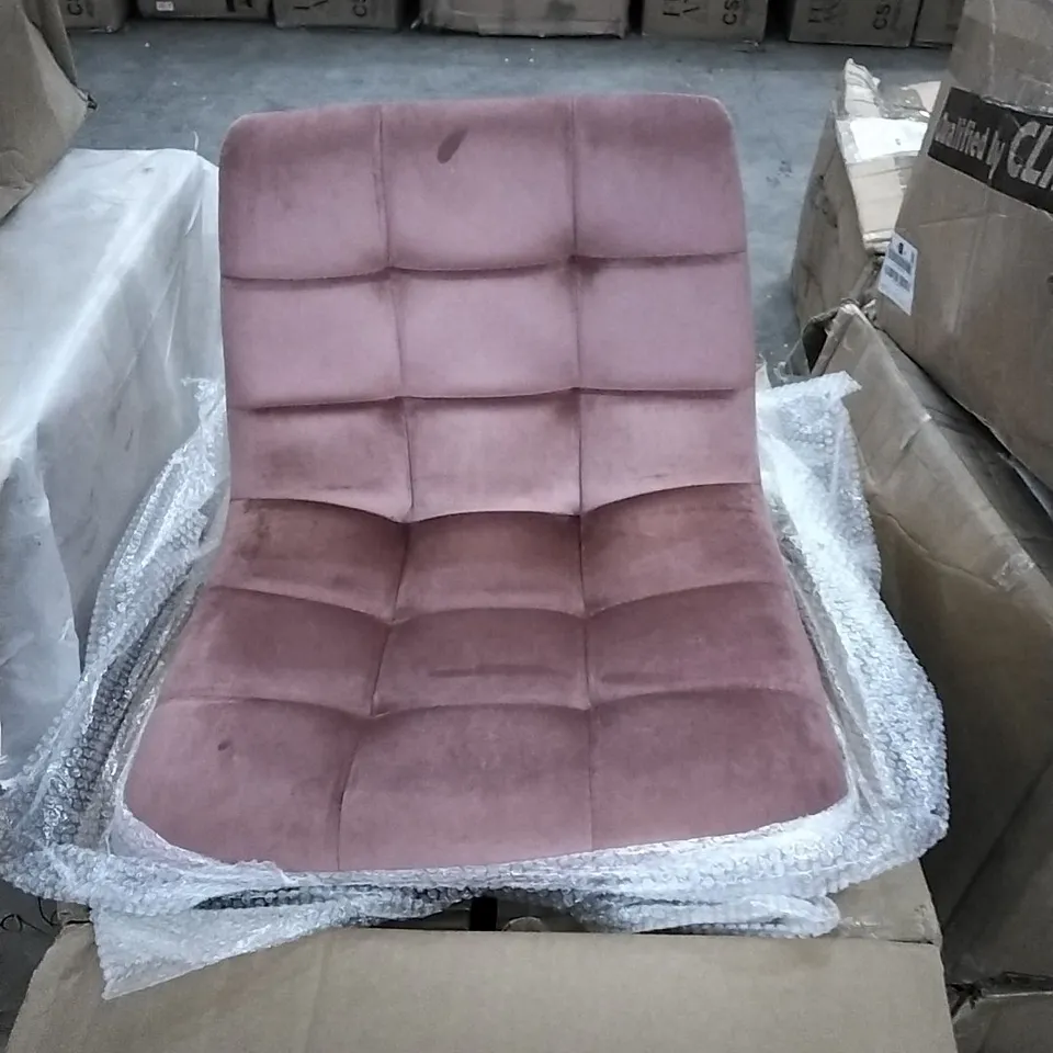 BOXED SET OF 2 UPHOLSTERED BAR STOOLS - PINK VELVET