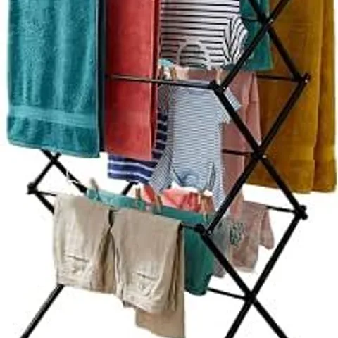 BOXED HOUSE OF HOME 3 TIER 16M FOLDABLE CLOTHES AIRER - BLACK
