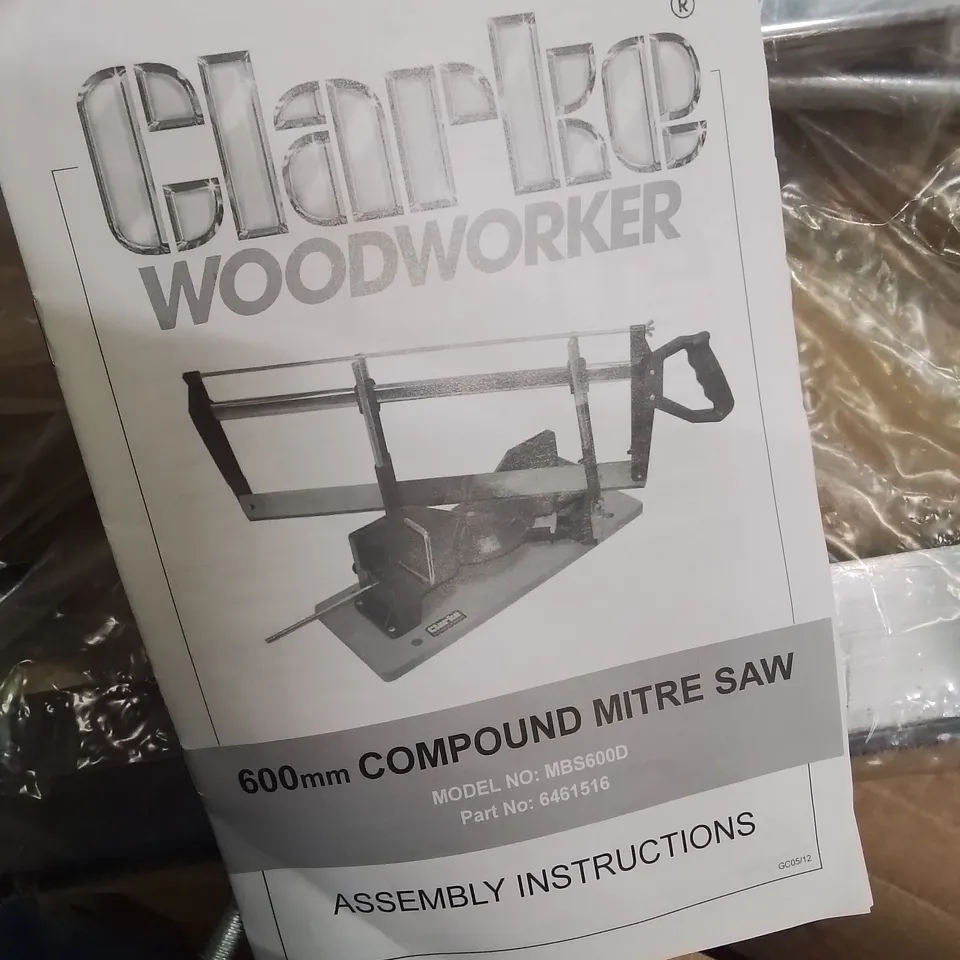 BOX CONTAINING 600MM COMPOUND MITRE SAW