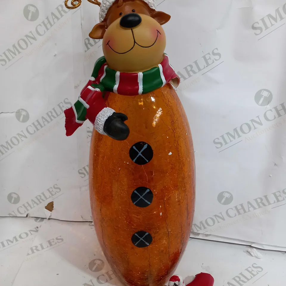 FESTIVE PRE-LIT LARGE GLASS CHRISTMAS CHARACTER - REINDEER