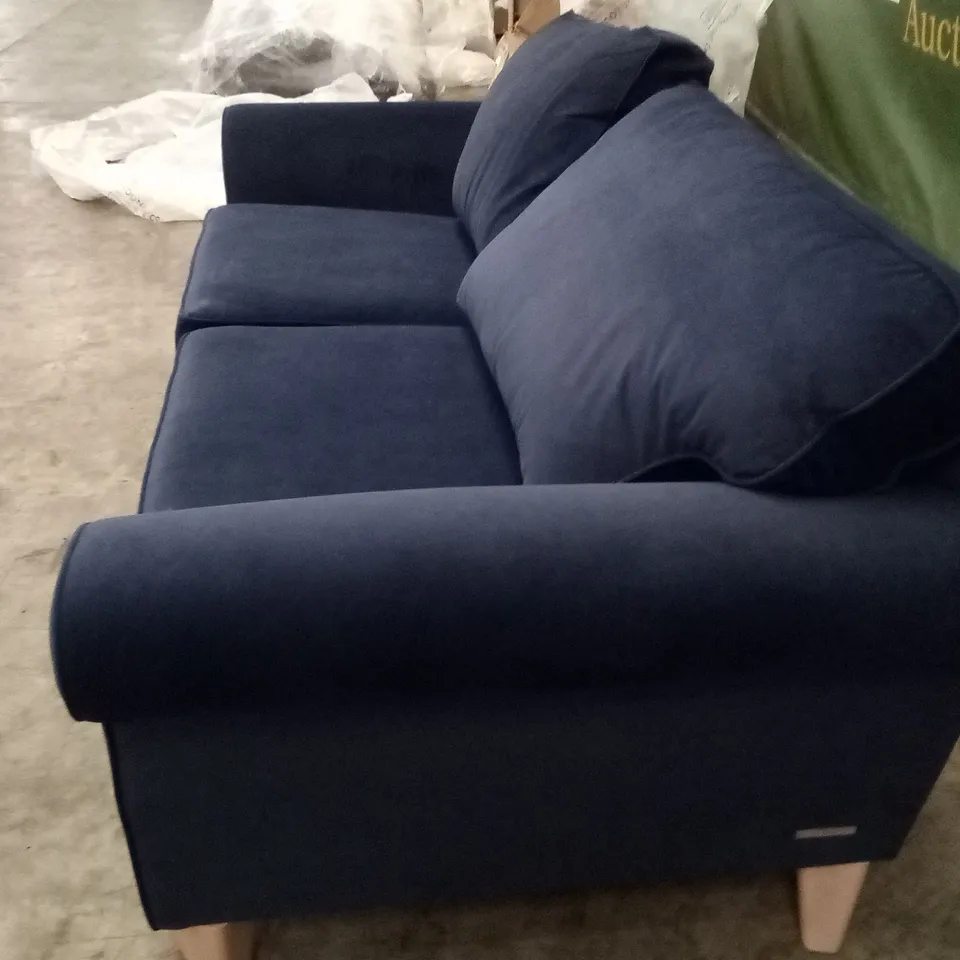 QUALITY THE LOUNGE CO DESIGNER 2.5 SEATER SOFA - DARK BLUE FABRIC 