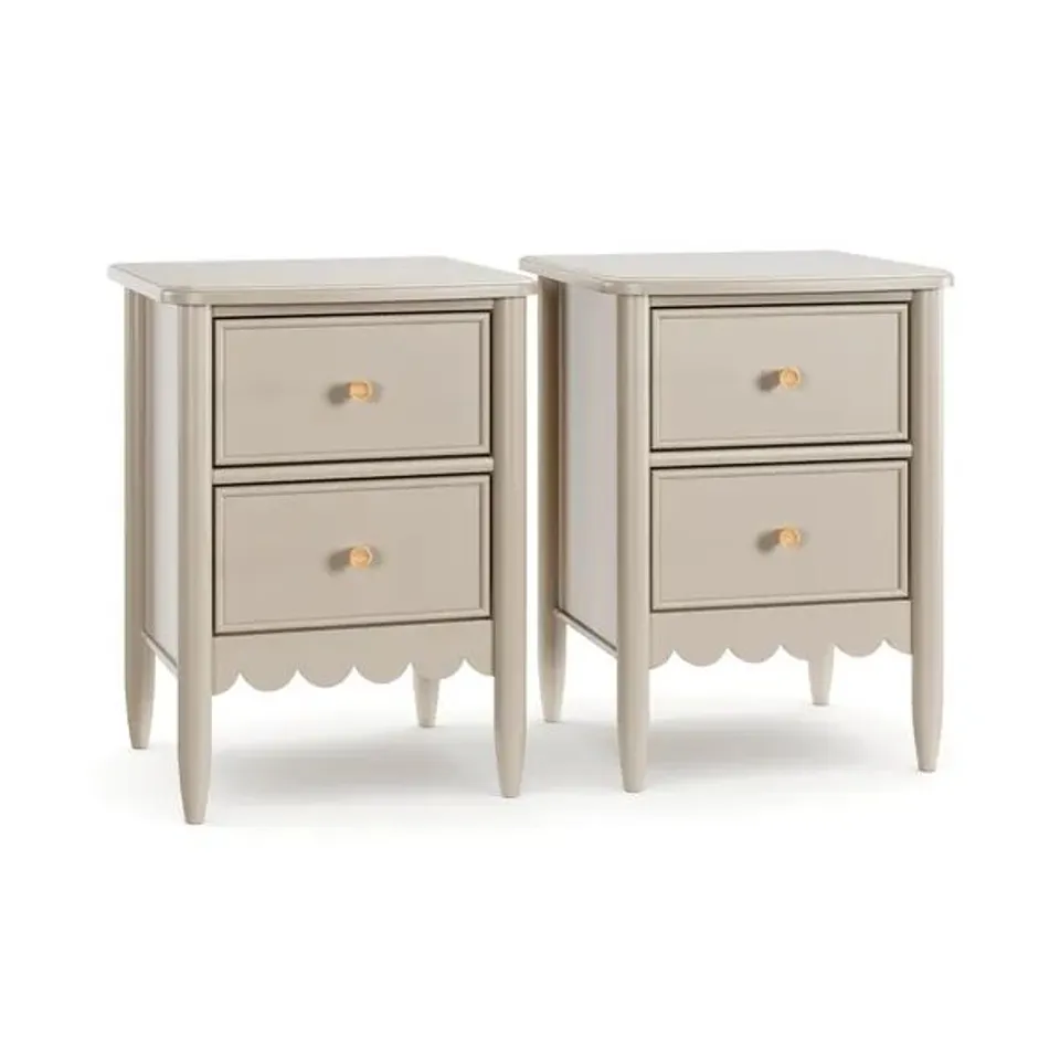 BOXED SET OF 2 REMI 2 DRAWER BEDSIDE TABLES (1 BOX)