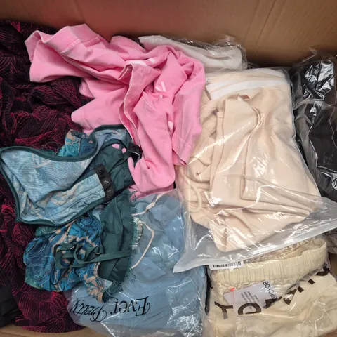 APPROXIMATELY 35 ASSORTED CLOTHING ITEMS IN VARIOUS SIZES, STYLES & COLOURS TO INCLUDE BRANDS SUCH AS TOPSHOP, RIVERISLAND, ZARA, ETC - COLLECTION ONLY