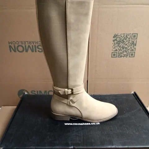 BOXED PAIR OF NOVO JADINE KNEE HIGH BOOTS IN TAUPE - 5