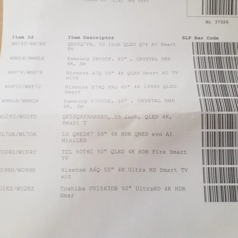 PALLET CONTAINING DAMAGED TVS