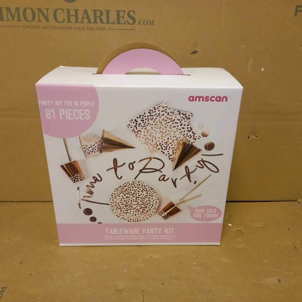 BOX OF 4 BRAND NEW AMSCAN 81 PIECE ROSE GOLD PARTY KITS