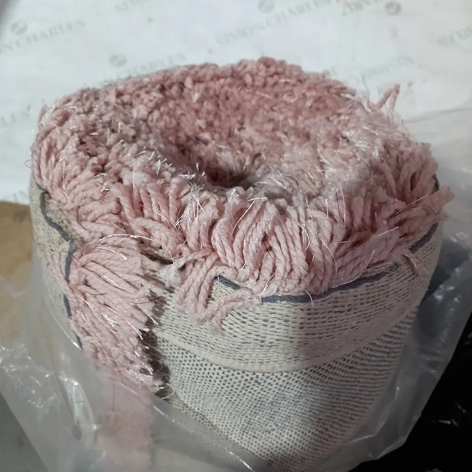 JM BY JULIEN MACDONALD LUXURY DEEP PILE PLUSH SPARKLE RUG BLUSH 120CM X 170CM