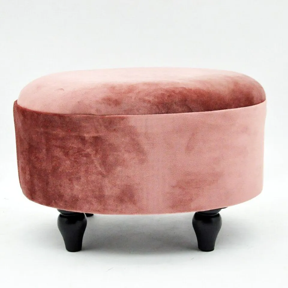 BOXED CALLAN PINK UPHOLSTERED FOOTSTOOL 
