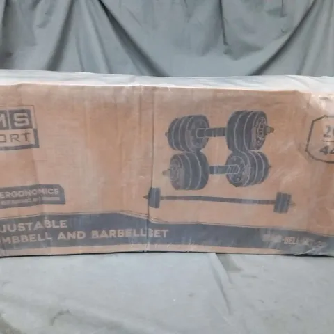 BOXED LMS SPORT ADJUSTABLE DUMBBELL AND BARBELL SET 20KG