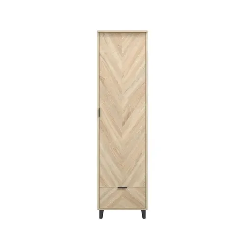 BOXED STOCKHOLM 1 DOOR MANUFACTURED WOOD WARDROBE - OAK CHEVRON 