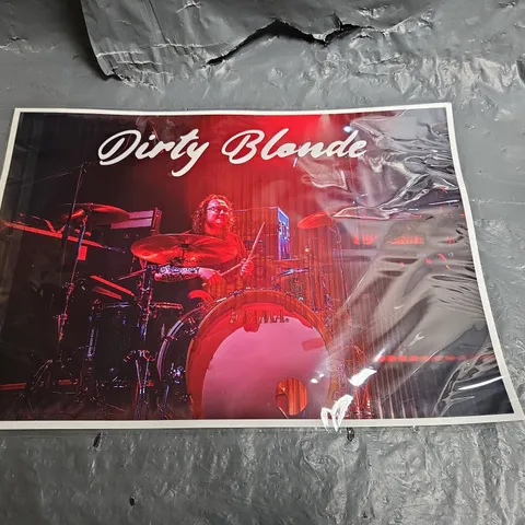 DIRTY BLONDE CONCERT PHOTOGRPH – DRUMMER ON STAGE (SIGNED ON REVERSE BY PAUL W DIXON)