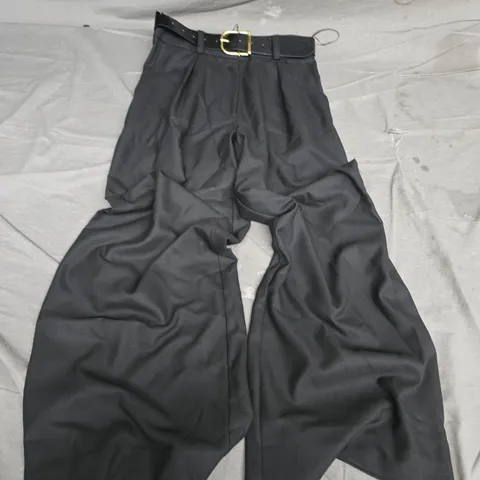 WOMEN'S BLACK WIDE-LEG TROUSERS WITH BELT – SIZE 8XS (UK 8)