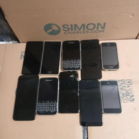 TEN ASSORTED UNBOXED MOBILE PHONES- UNRESPONSIVE TO CHARGERS AND OR DAMAGED