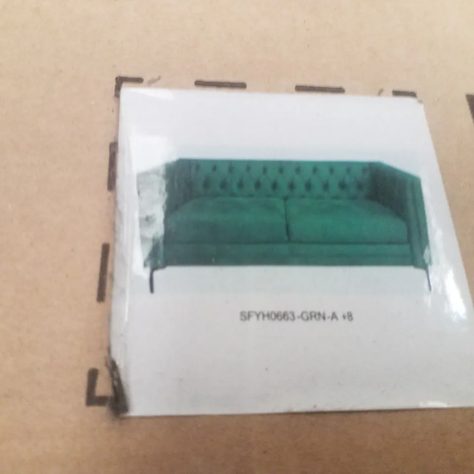 BOXED WALES 84 CONTEMPORARY SOFA WITH TUFTED BACK| ART OF LIVING DESIGNS-GREEN (2 BOXES)