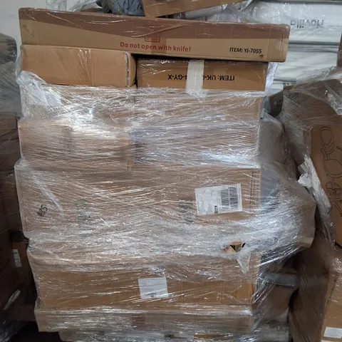 PALLET OF ASSORTED ITEMS TO INCLUDE BARREL THEMED ITEM, STORAGE RACK AND LIDDED BASIN