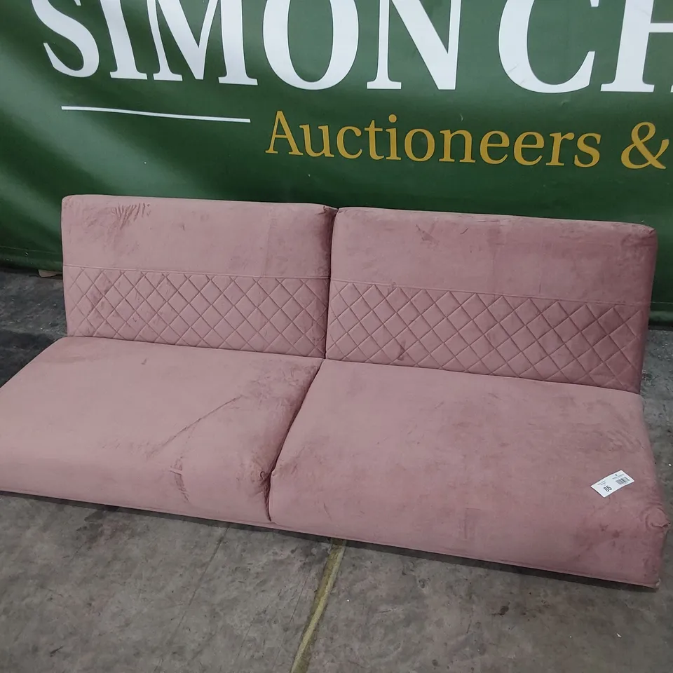 DESIGNER CLICK CLACK SOFA BED PINK PLUSH FABRIC 