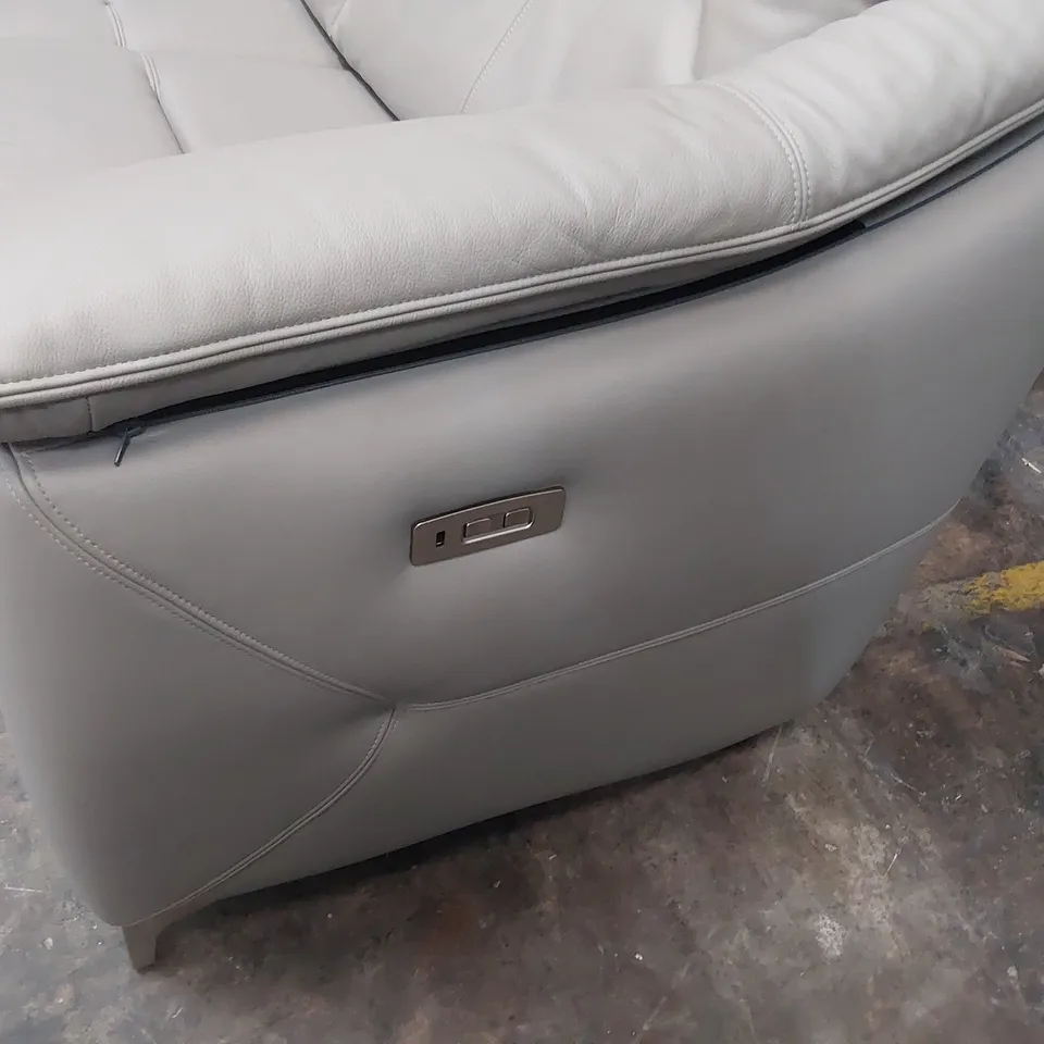 QUALITY BRITISH DESIGNER G PLAN JACKSON POWER RECLINING THREE SEATER SOFA CAMBRIDGE GREY LEATHER 