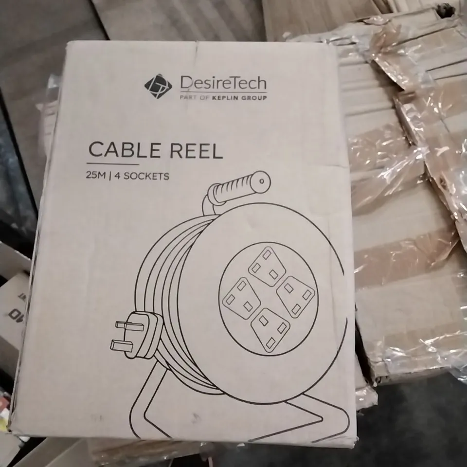 BOXED DESIRETECH 25M CABLE REEL WITH 4 SOCKETS 