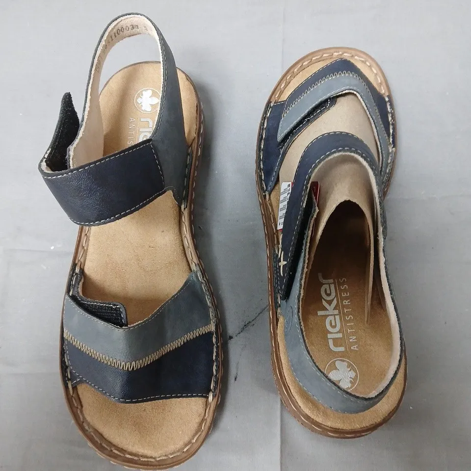 BOXED PAIR OF RIEKER ANTISTRESS SANDALS IN BLUE - UK 6