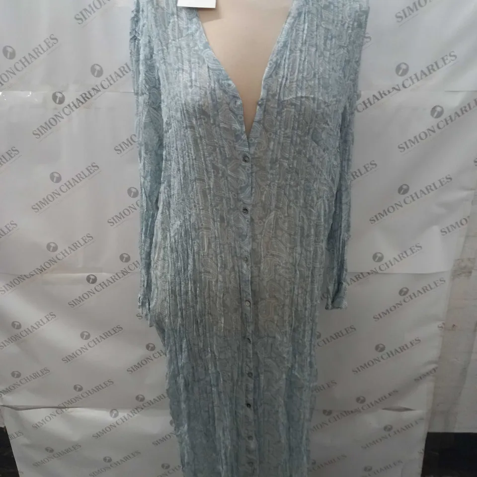 ZARA BUTTON THROUGH SLEEVED DRESS - UK S