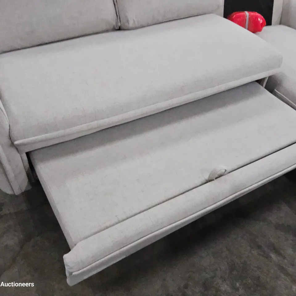 DESIGNER CHAISE SOFA WITH PULL OUT BED NATURAL FABRIC 