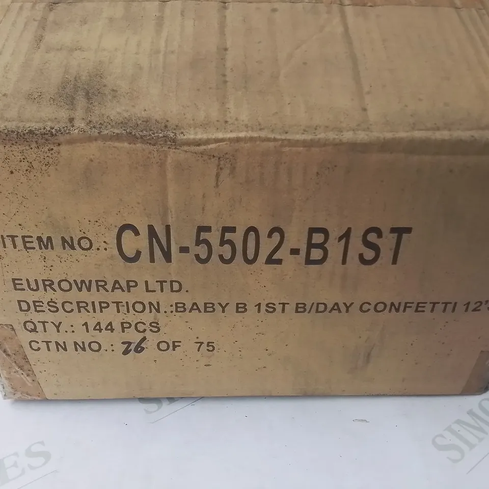 LOT OF 10 BOXES OF BRAND NEW BABIES FIRST BIRTHDAY CONFETTI - 144 PIECES PER BOX / TOTAL 1440