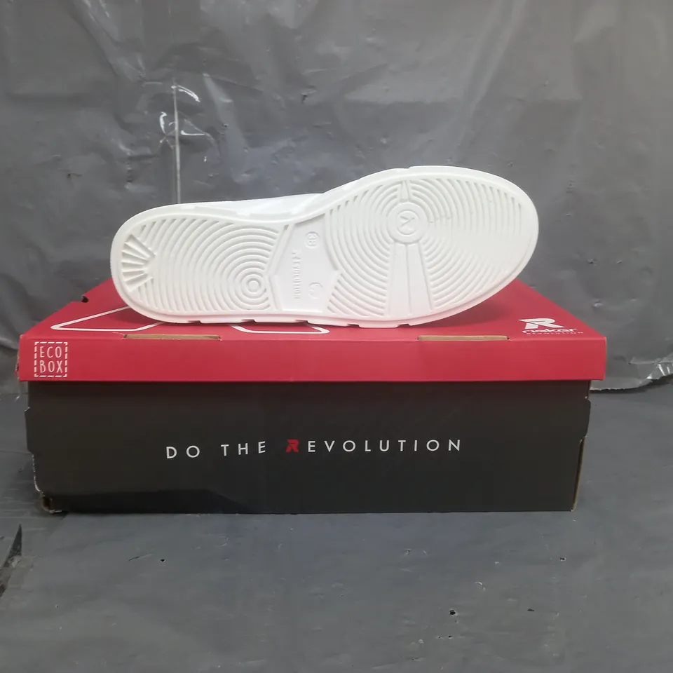 RIEKER CHUNKY PLATFORM LEATHER TRAINERS WHITE SIZE 5