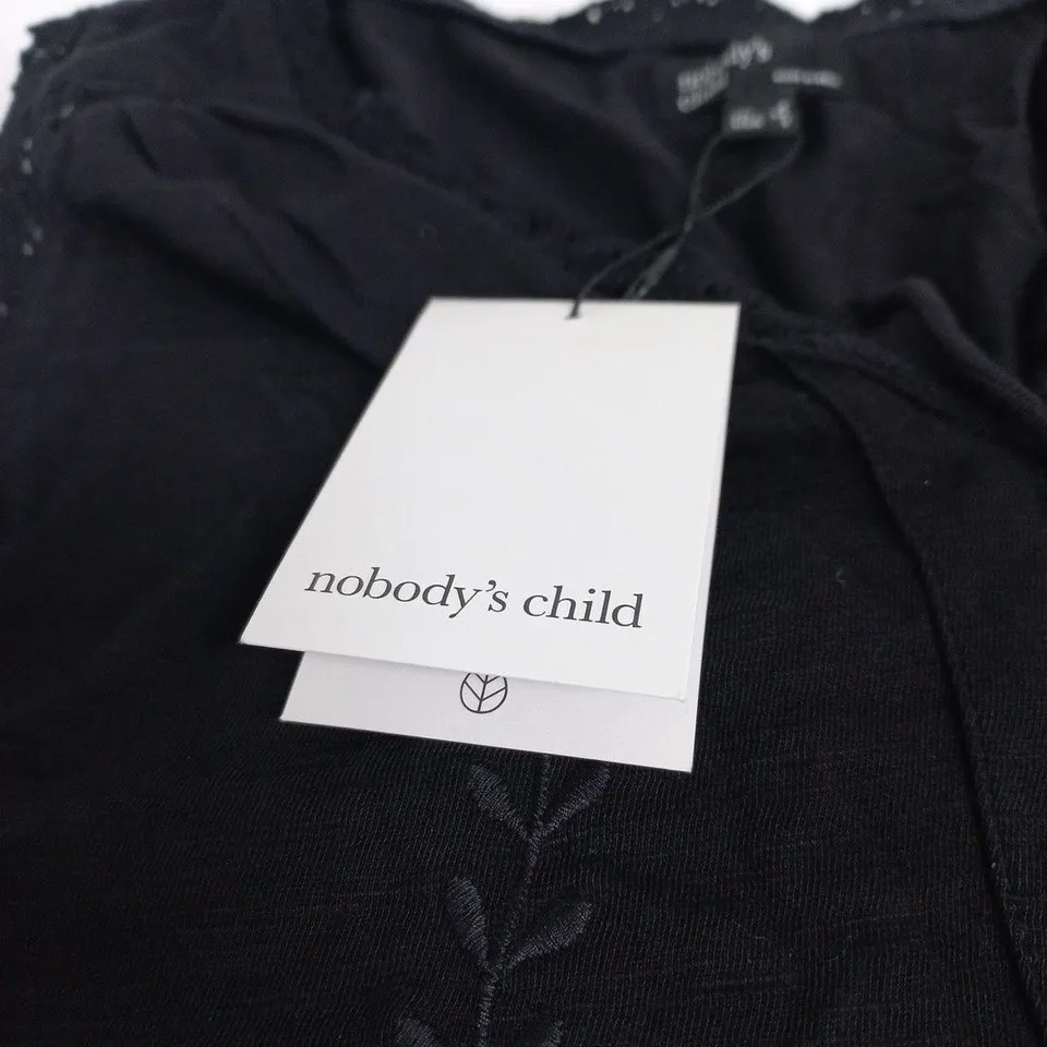NOBODY'S CHILD JERSEY EMBROIDERY WAISTCOAT – BLACK, UK 6 (EU 34; US 2)