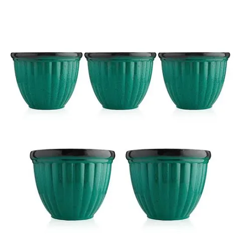 GRUMPY GARDENER SET OF 5 40CM AND 30CM RIBBED PLANTERS GREY
