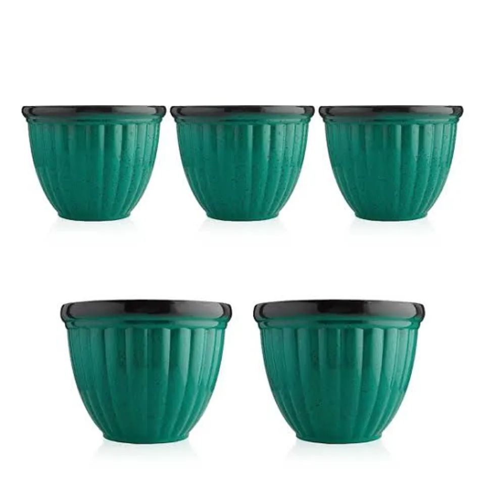GRUMPY GARDENER SET OF 5 40CM AND 30CM RIBBED PLANTERS GREY