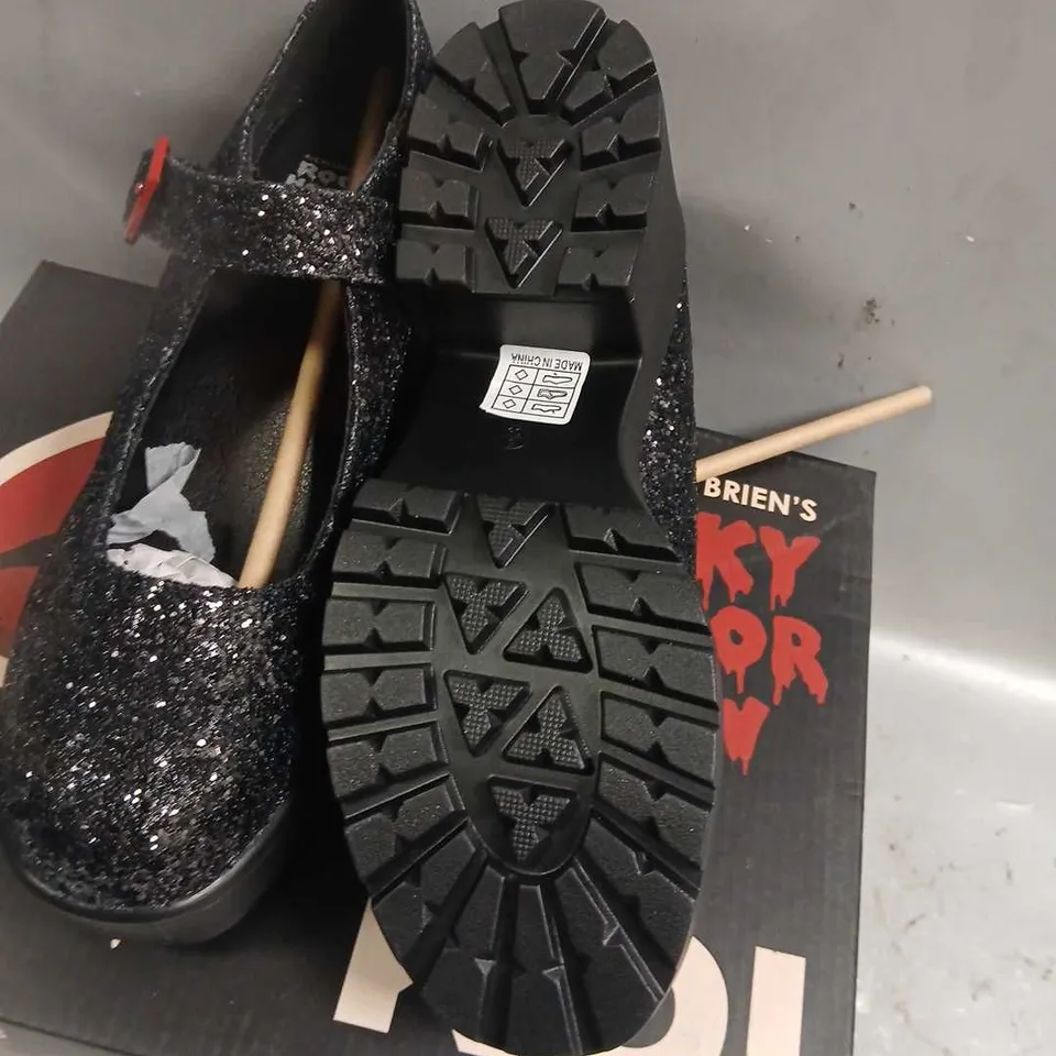 BOXED RICHARD O'BRIEN'S ROCKY HORROR SHOW X KOI TIRA GLITTER MARY JANES 'COLUMBIA' SOLO EDITION SIZE 5