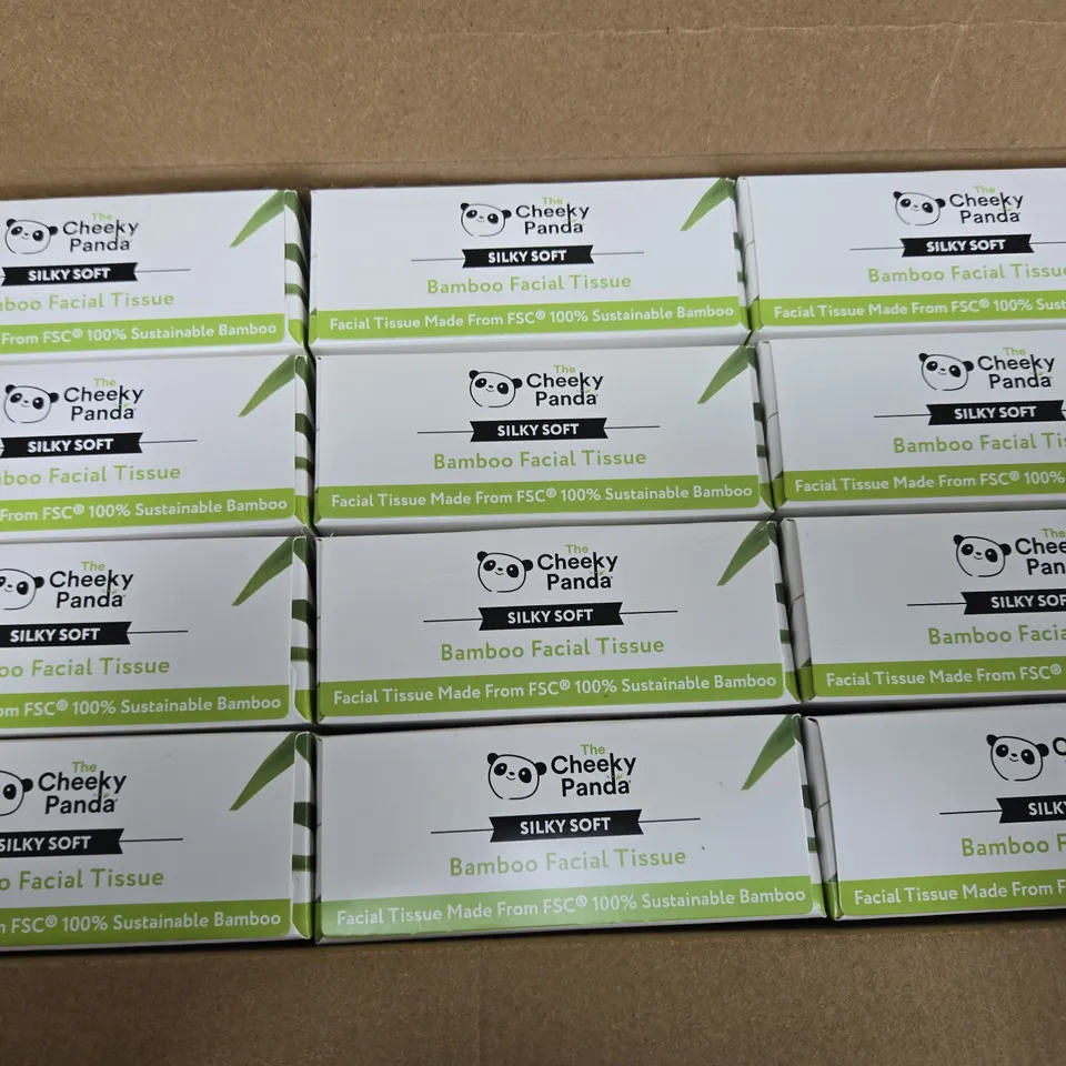 12 PACKS OF CHEEKY PANDA BAMBOO FACIAL TISSUES