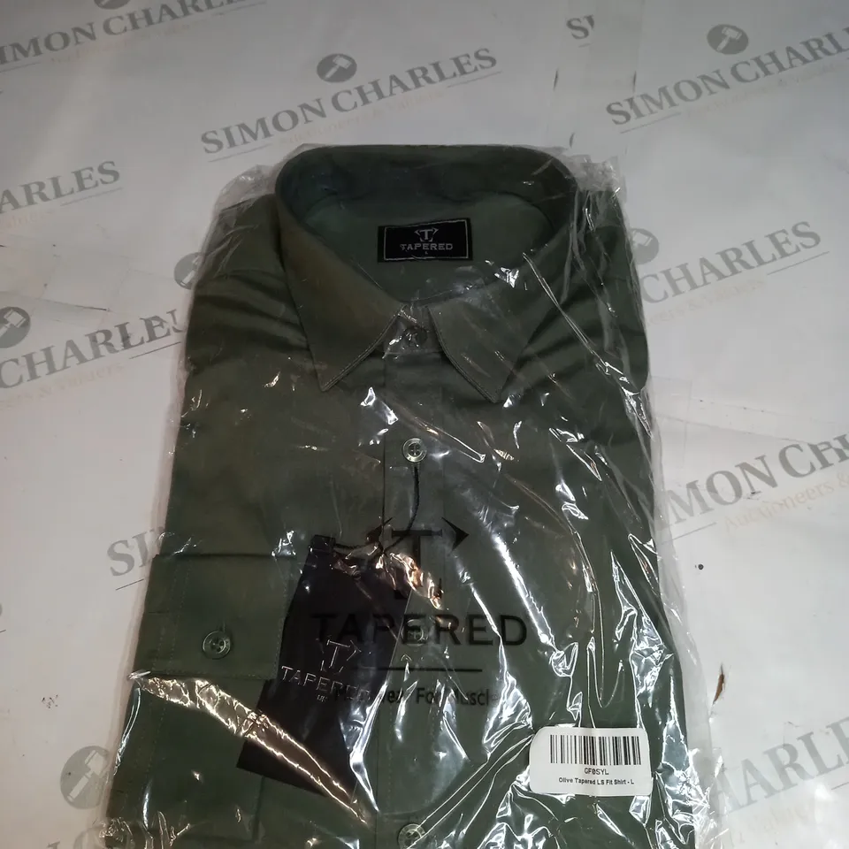 BAGGED OLIVE TAPERED LS FIT SHIRT SIZE L