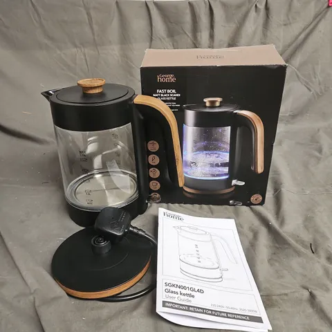 BOXED GEORGE HOME FAST BOIL MATT BLACK SCANDI GLASS KETTLE - COLLECTION ONLY