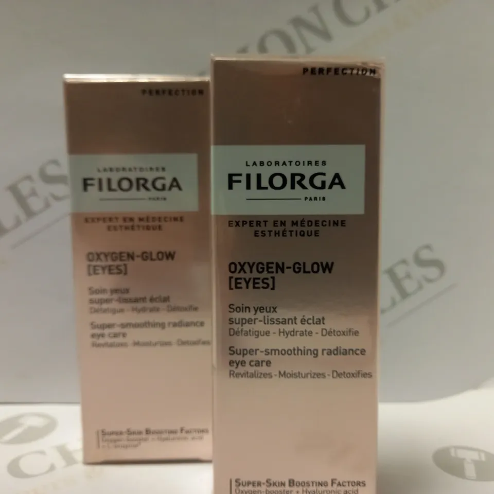 LOT OF 2 X 15ML FILORGA OXYGEN-GLOW SUPER SMOOTHING RADIANCE EYE CARE