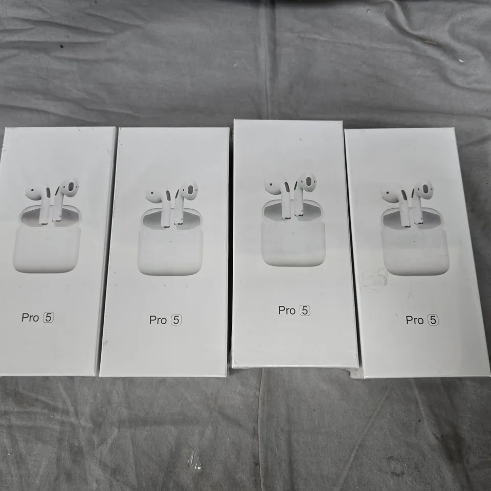 4 X SEALED PRO5 WIRELESS EARPHONES IN WHITE