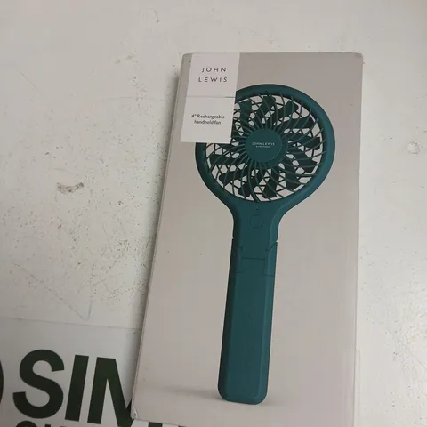 JOHN LEWIS 4-INCH RECHARGEABLE HANDHELD FAN