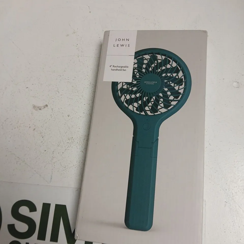 JOHN LEWIS 4-INCH RECHARGEABLE HANDHELD FAN