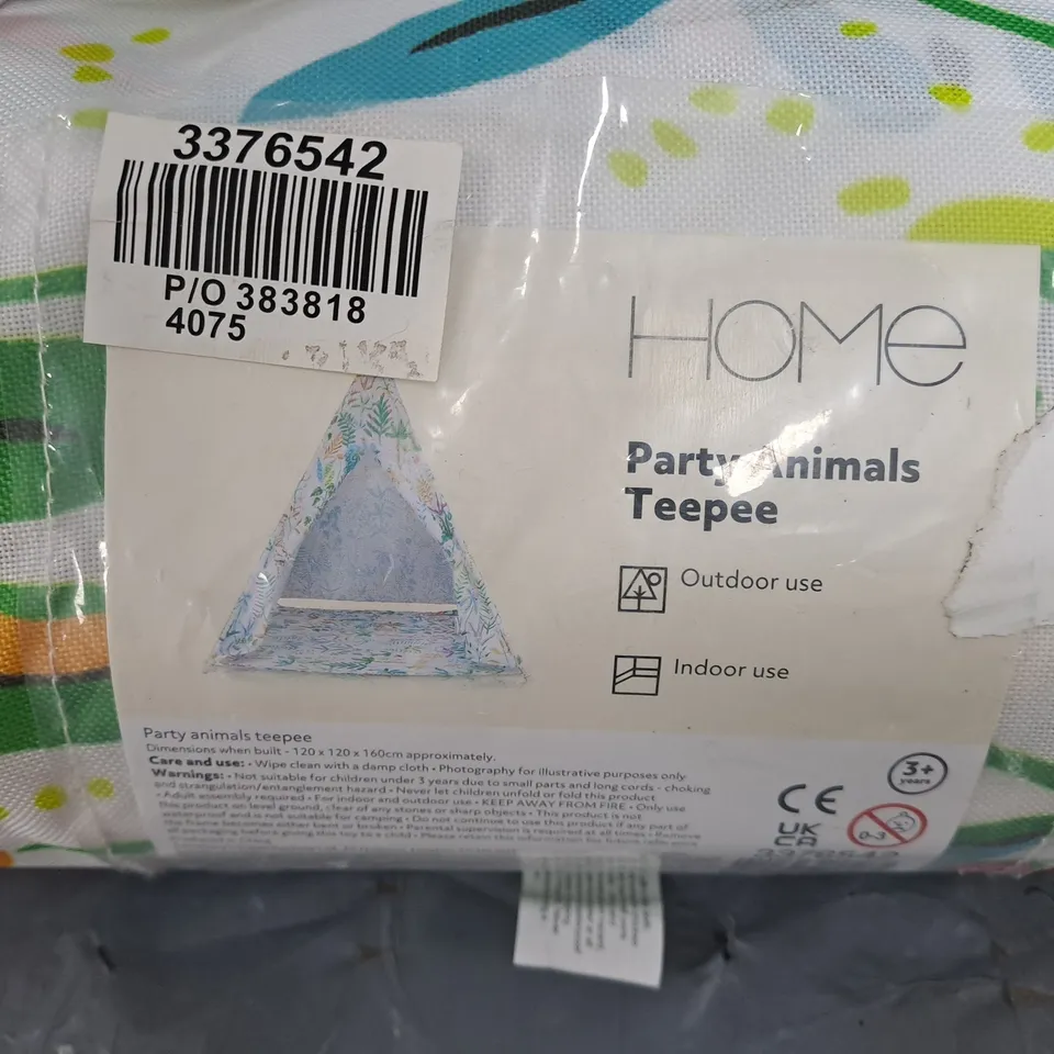 HOME PARTY ANIMAL TEEPEE IN WHITE MULTI - COLLECTION ONLY