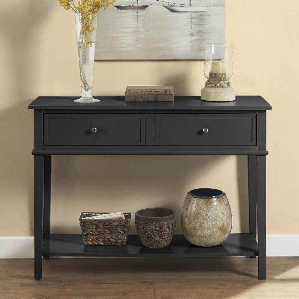 BOXED FRANKLIN CONSOLE TABLE TABLE BLACK